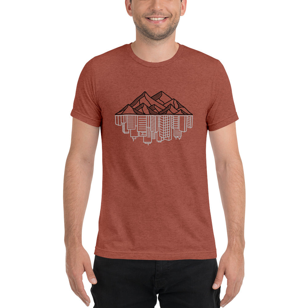 Mens Tee - Mountain Cityscape