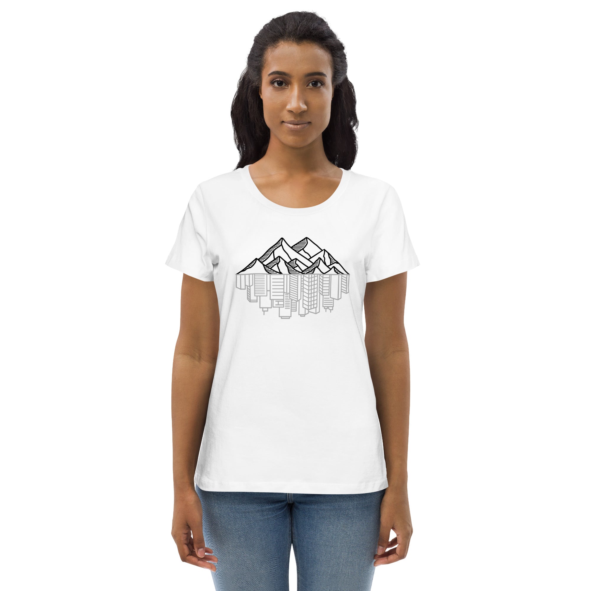 Women s fitted eco tee Mountain Cityscape Szent Climbing